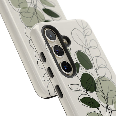 Green Tough Phone Case for Samsung - Muted Eucalyptus Sketch