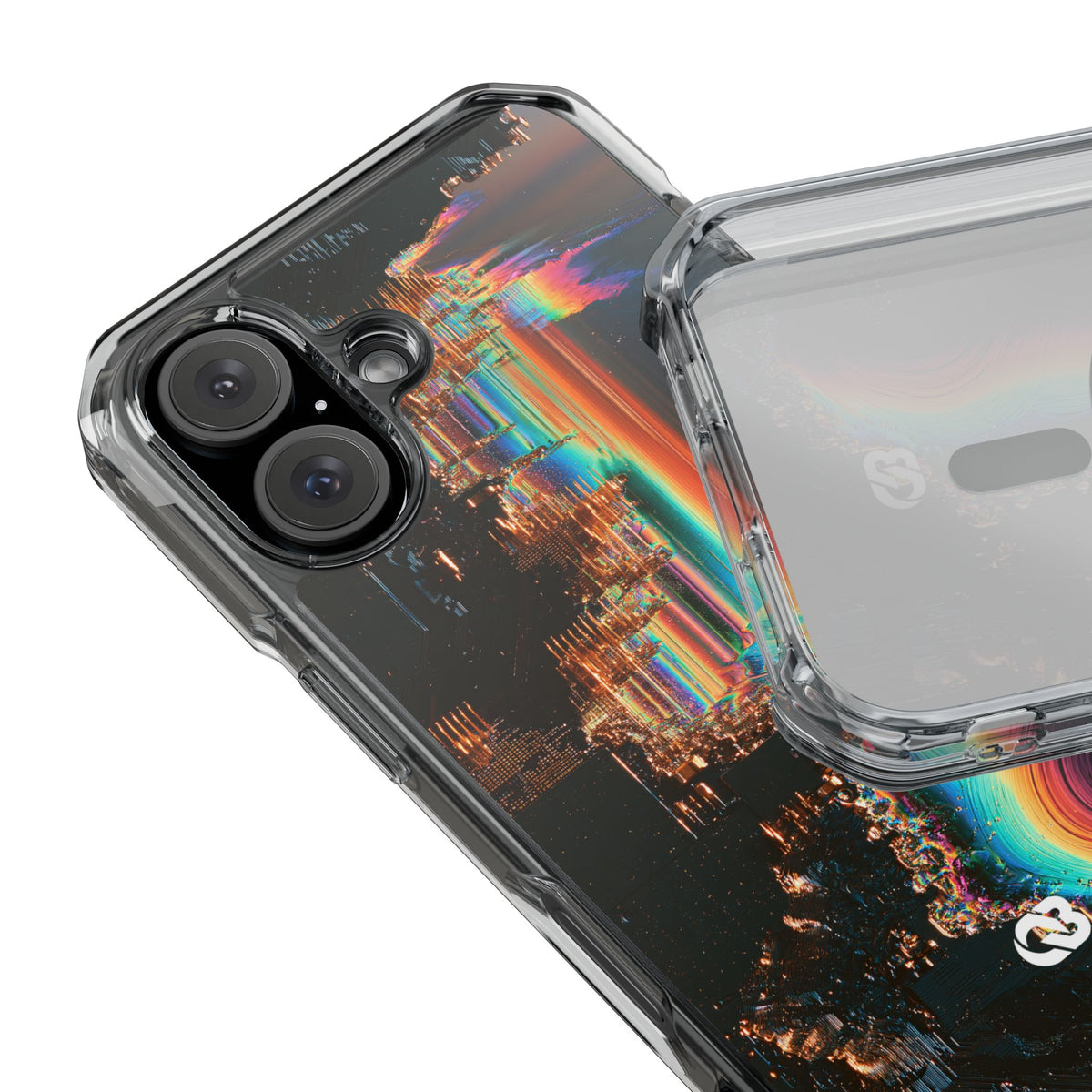 Prismatic Circuit · Clear Impact Magnetic Phone Case for iPhone · Black
