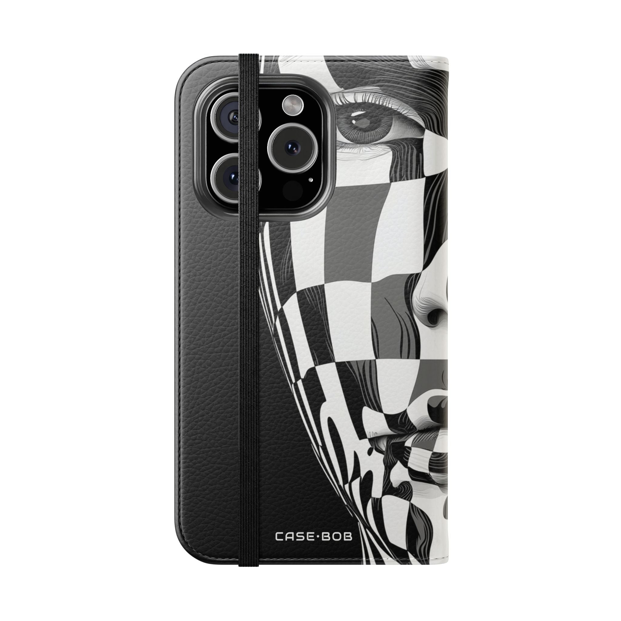 Mirrored Checkerboard Face - iPhone 16 Pro Case - Wallet