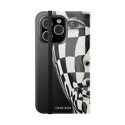 Mirrored Checkerboard Face - iPhone 16 Pro Case - Wallet
