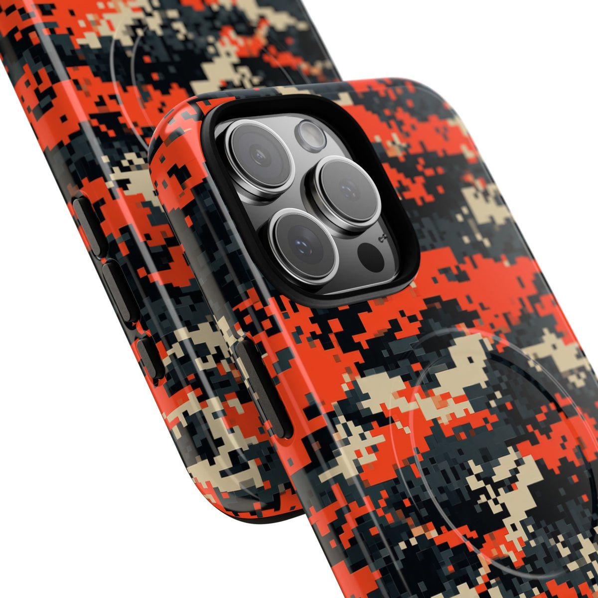 Signal Pixel Camo · Tough 2.0 Magnetic Phone Case for iPhone · Orange