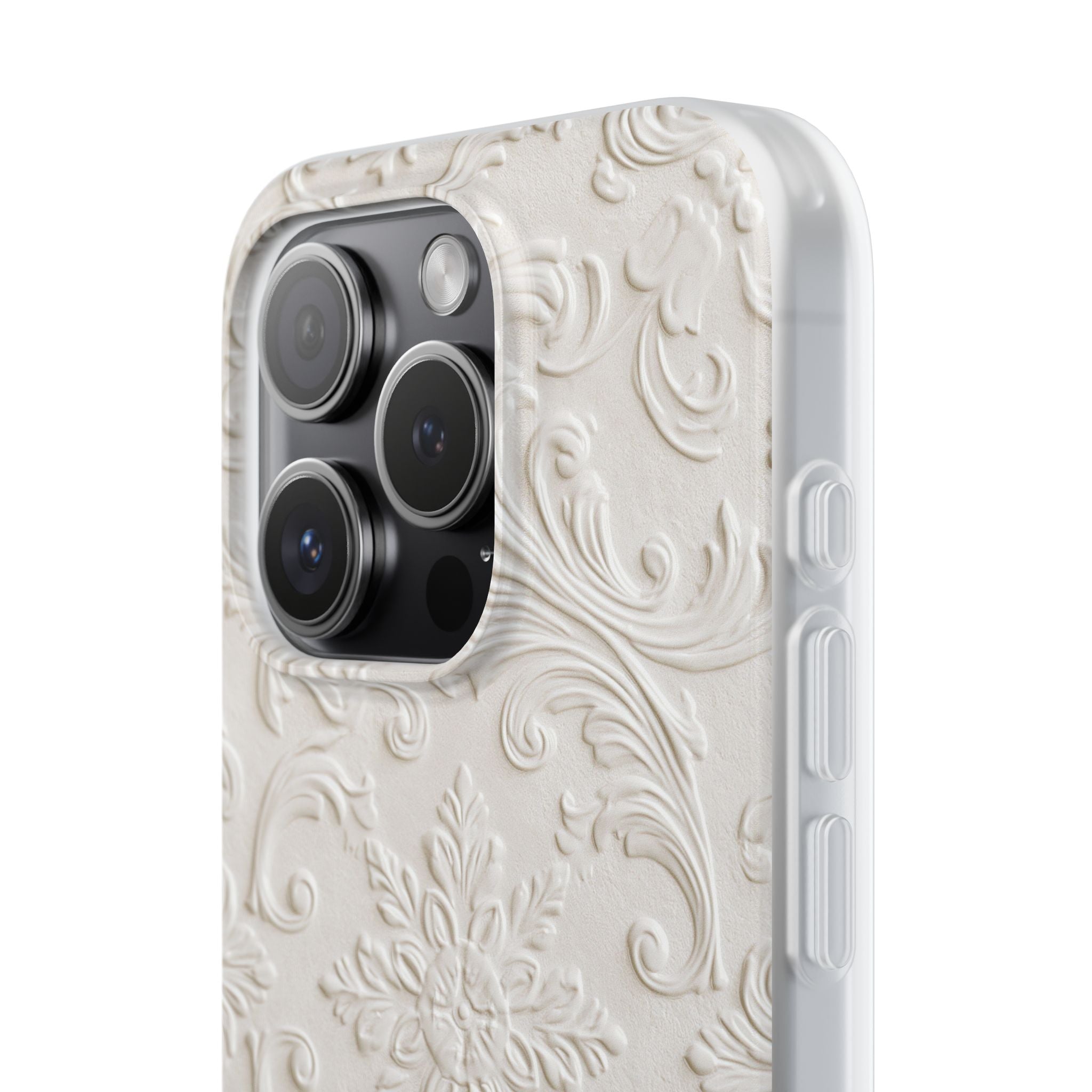 White Lite Phone Case for iPhone - Alabaster Floral Relief