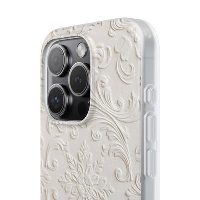 White Lite Phone Case for iPhone - Alabaster Floral Relief