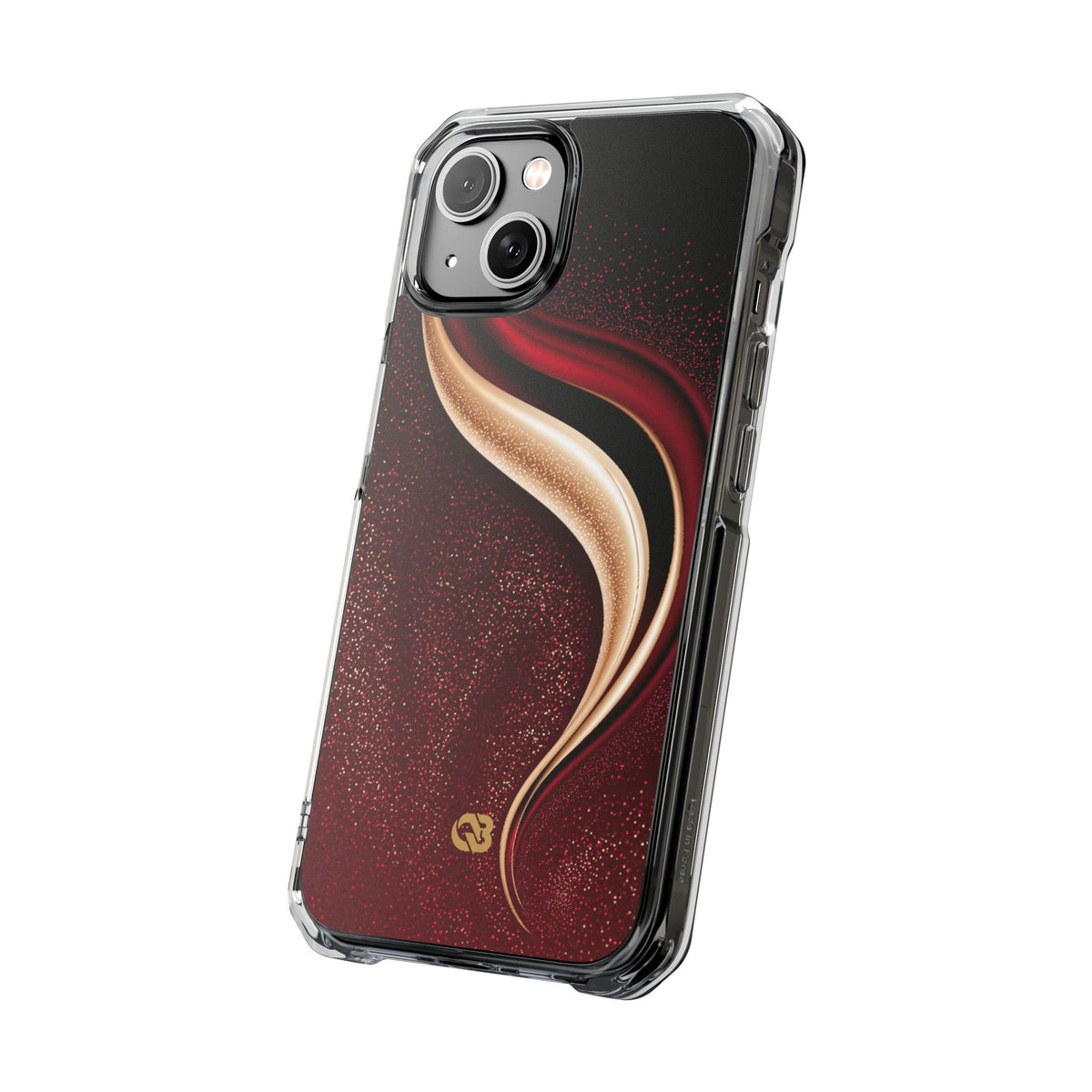Gilded Crimson Flow · Clear Impact Magnetic Phone Case for iPhone · Red