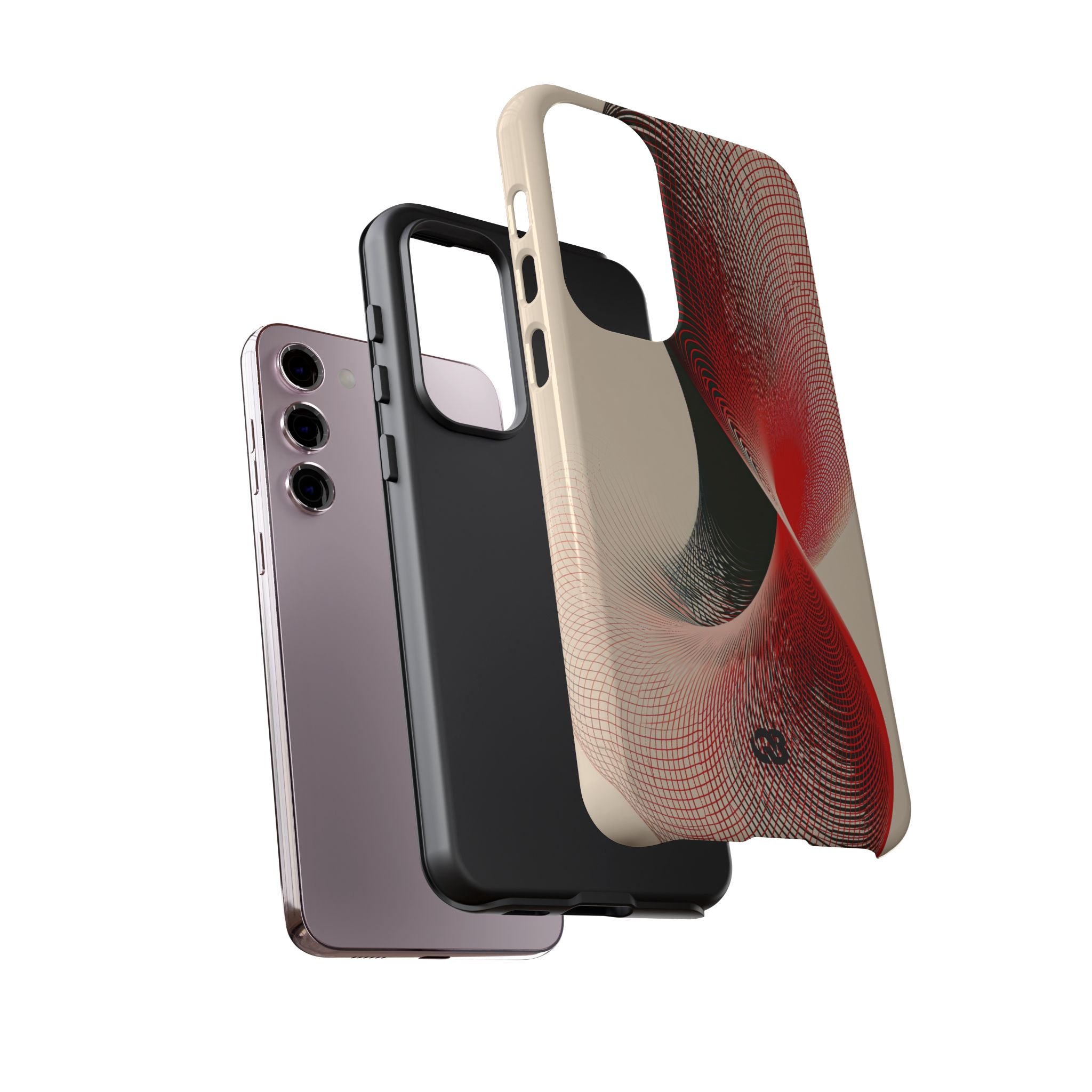Red Tough Phone Case for Samsung - Crimson Grid Vortex