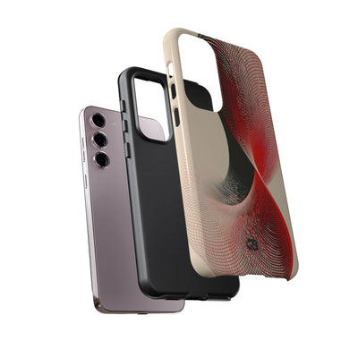 Red Tough Phone Case for Samsung - Crimson Grid Vortex