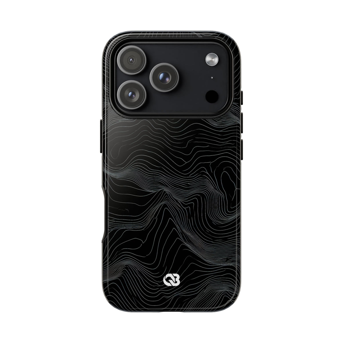 Black Tough Phone Case for iPhone - Obsidian Topo Wireframe