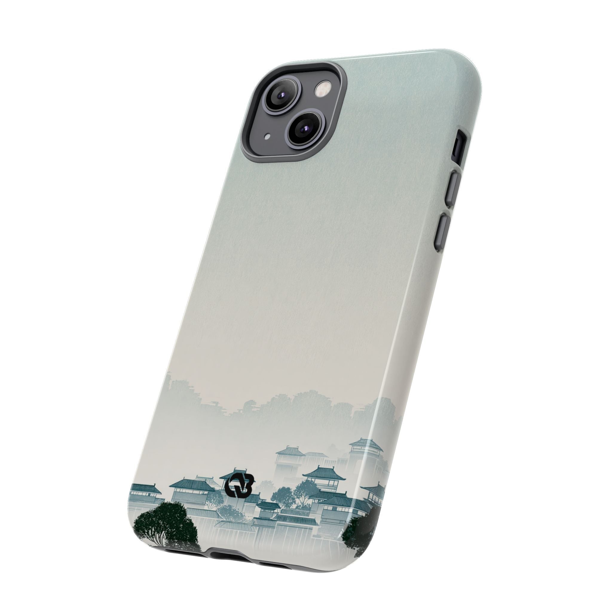 Blue Tough Phone Case for iPhone - Mist Valley Pagoda