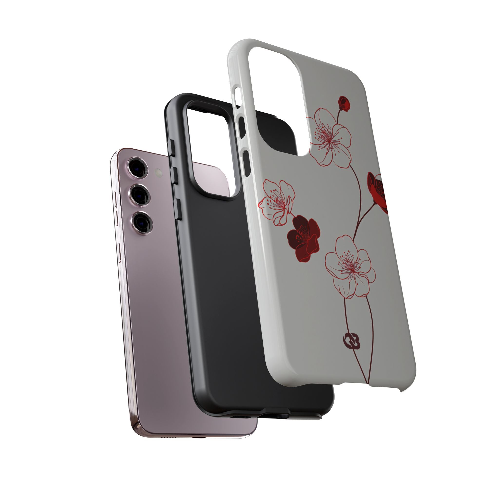Red Tough Phone Case for Samsung - Kyoto Ember Bloom