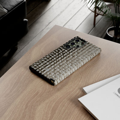 Beige Tough Phone Case for Samsung - Bone Spiked Grid
