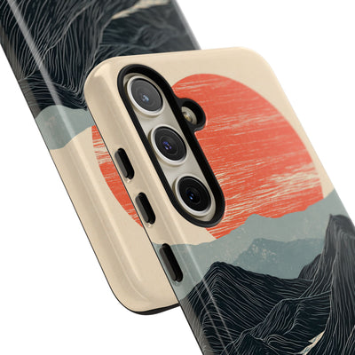 Beige Tough Phone Case for Samsung - Crimson Ridge Flow