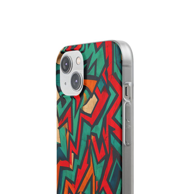 Jagged Teal Static · Soft Phone Case for iPhone