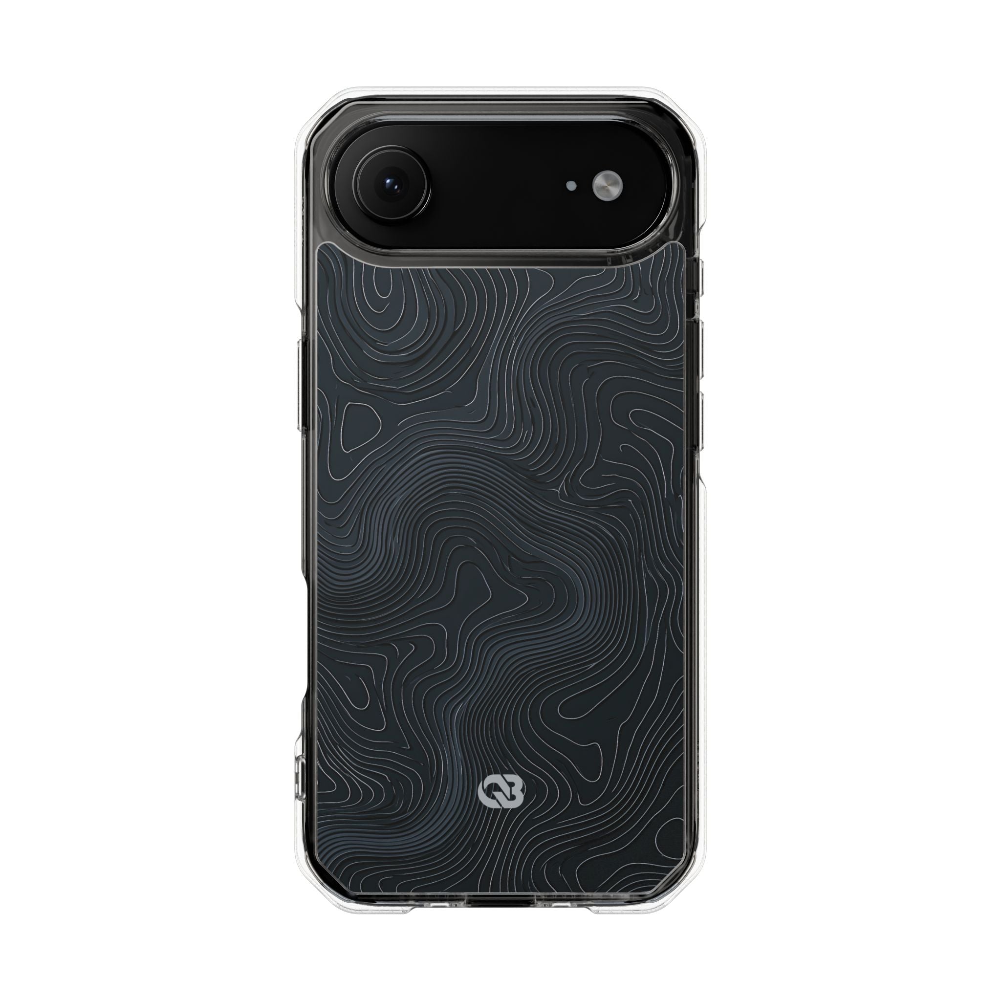 Black Impact MagSafe Phone Case for iPhone - Obsidian Ridge Topo