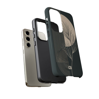 Black Tough Phone Case for Samsung - Obsidian Sand Willow