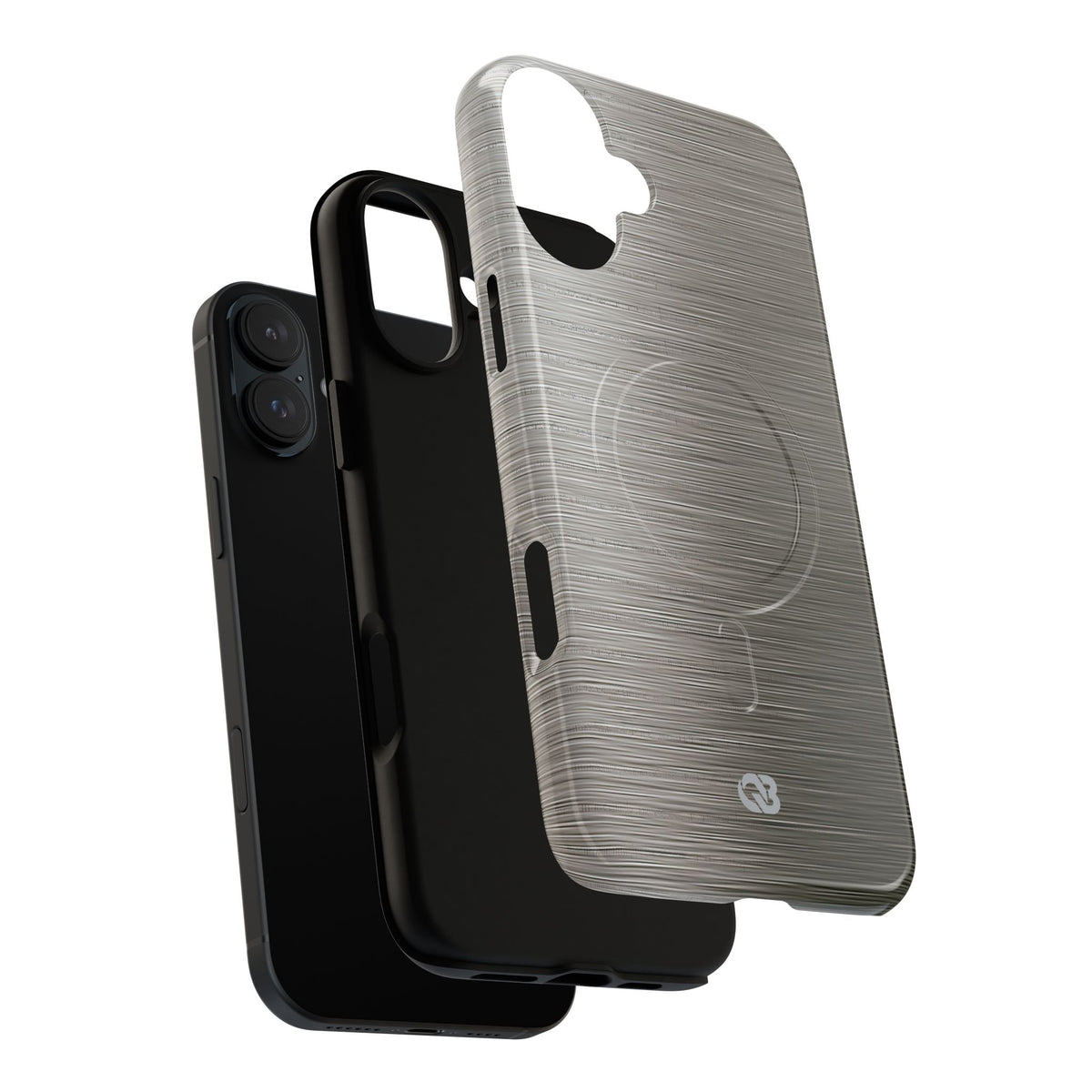 Grey Tough 2.0 Magsafe Phone Case for iPhone - Brushed Industrial Steel