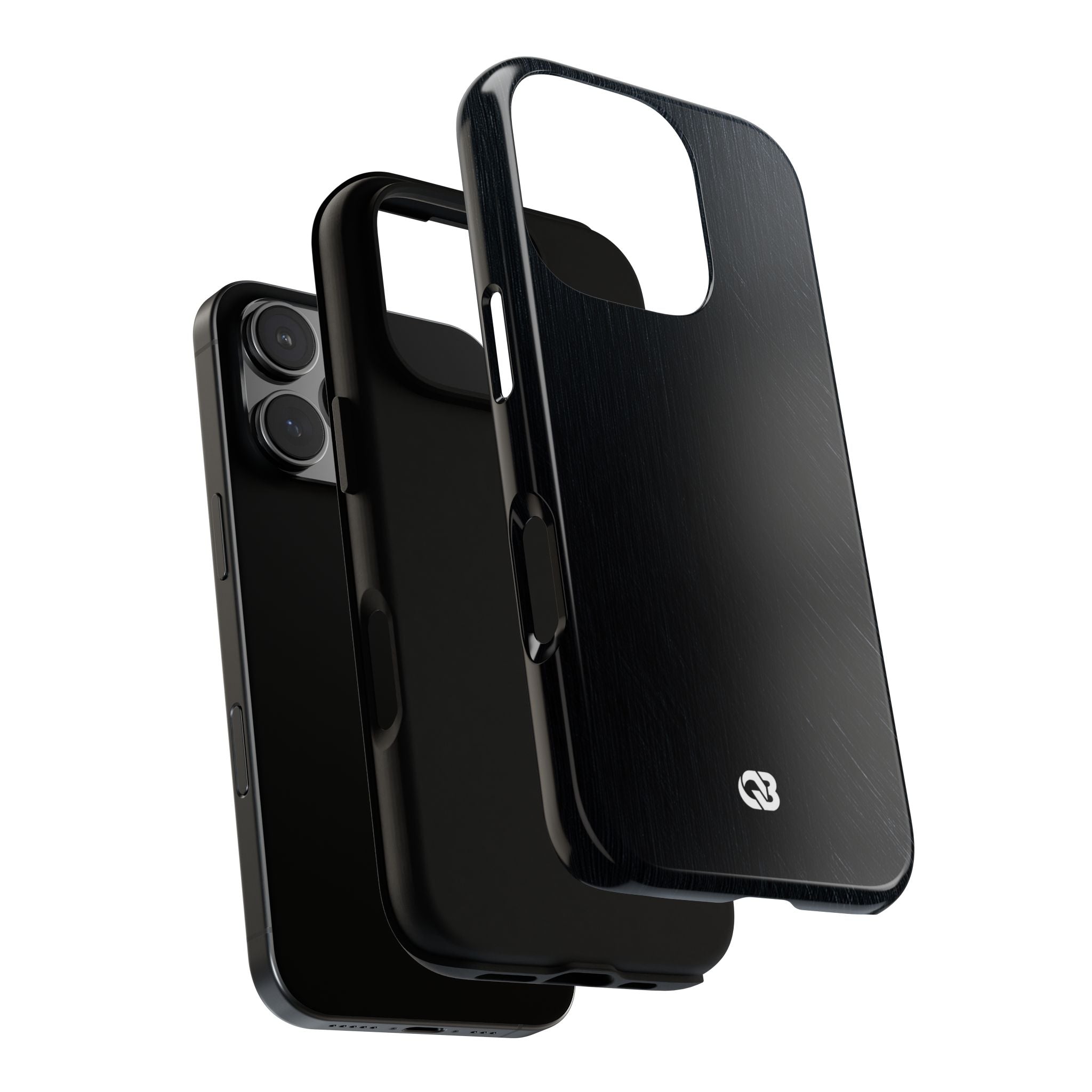 Black Tough Phone Case for iPhone - Midnight Brushed Grain