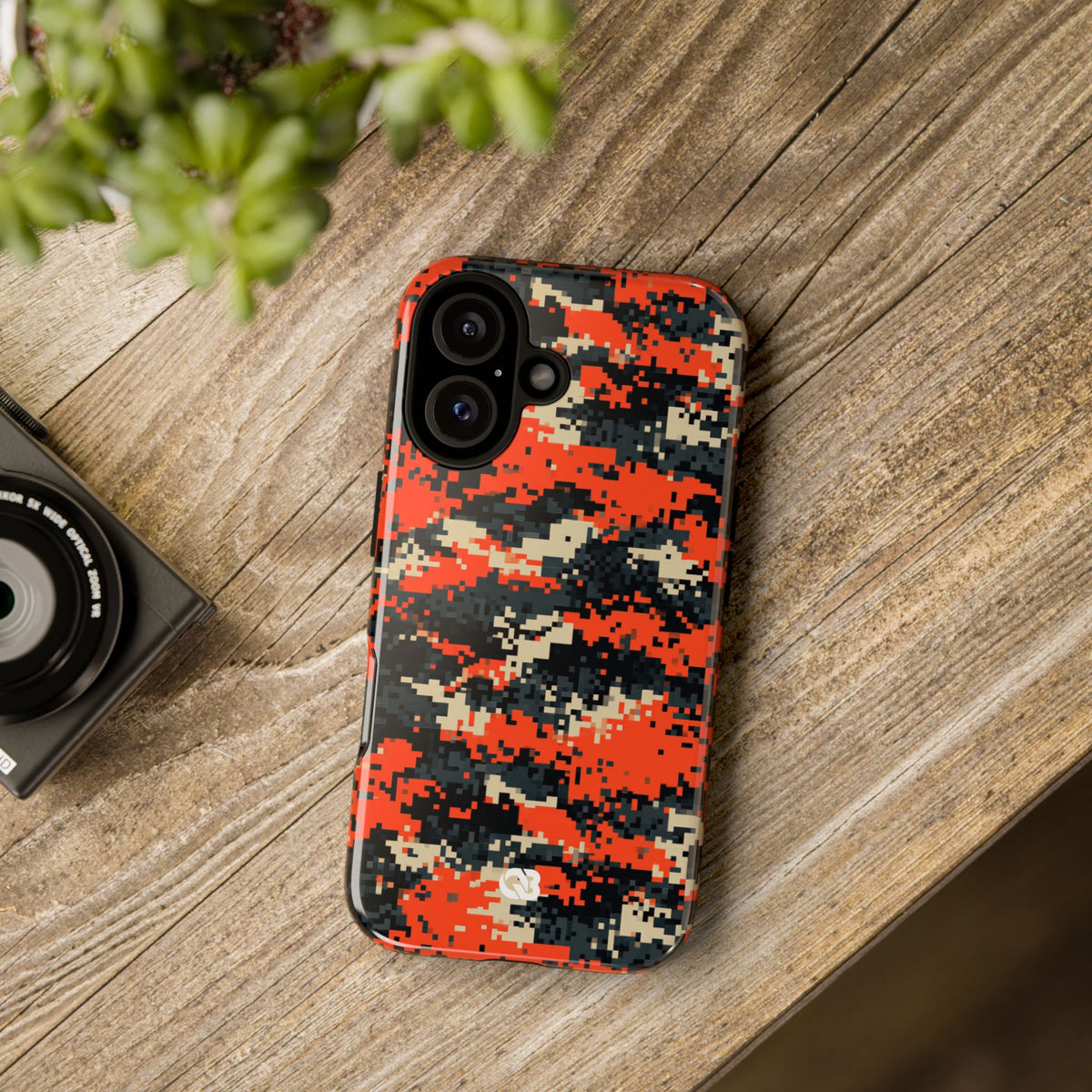 Signal Pixel Camo · Tough Phone Case for iPhone · Orange