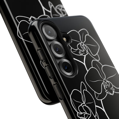 Black Tough Phone Case for Samsung - Noir Alabaster Orchid