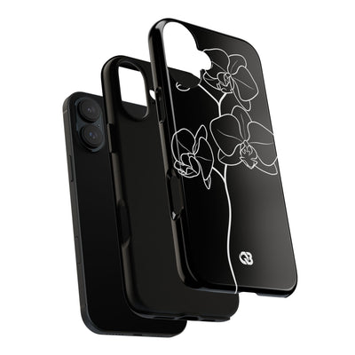 Black Tough Phone Case for iPhone - Noir Alabaster Orchid
