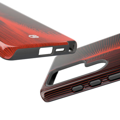 Red Tough Phone Case for Samsung - Crimson Frequency Pulse