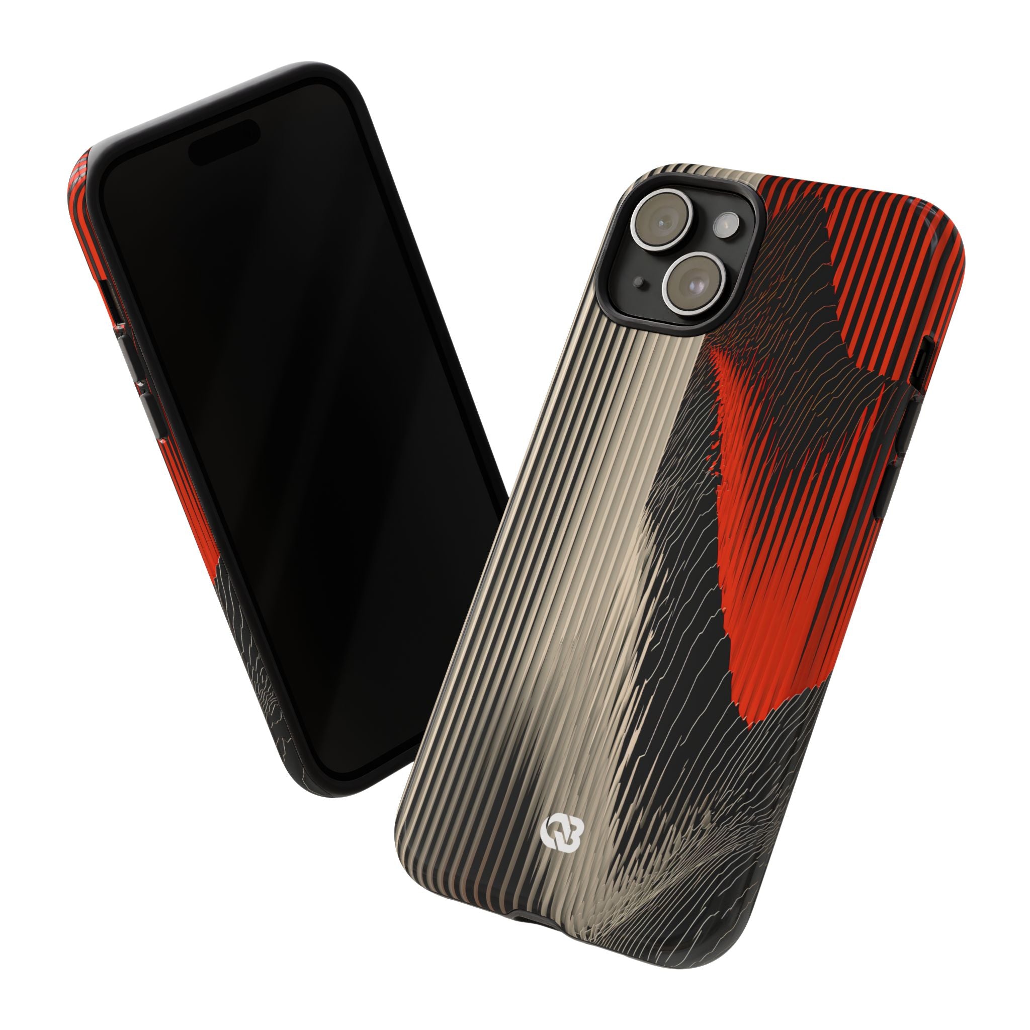 Red Tough Phone Case for iPhone - Crimson Pulse Topo