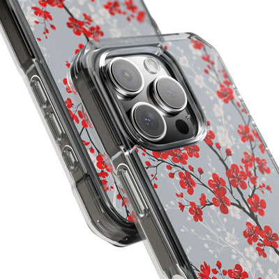 Grey Impact MagSafe Phone Case for iPhone - Crimson Sakura Slate