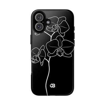 Black Tough Phone Case for iPhone - Noir Alabaster Orchid