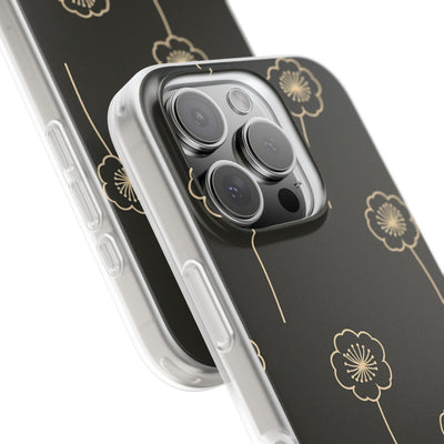 Black Lite Phone Case for iPhone - Obsidian Sand Petals