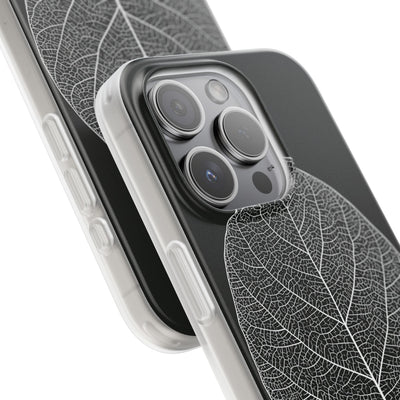Black Lite Phone Case for iPhone - Bleached Leaf Lattice
