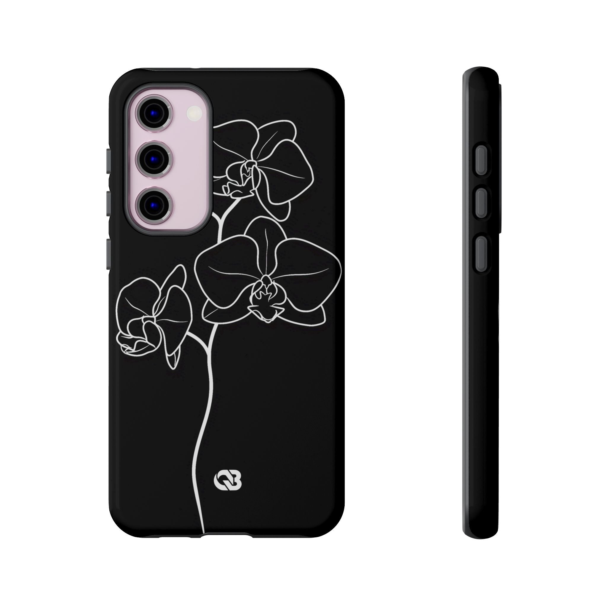 Black Tough Phone Case for Samsung - Noir Alabaster Orchid