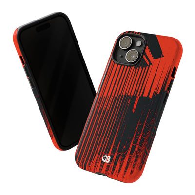 Red Tough Phone Case for iPhone - Crimson Brutalist Distortion