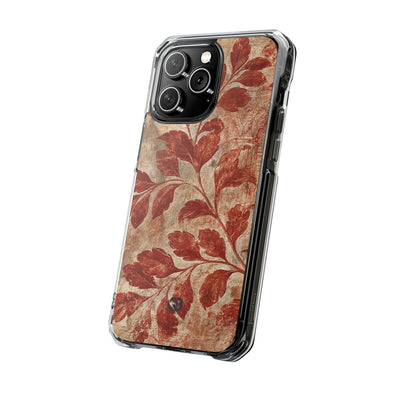 Terracotta Botanical Fresco · Clear Impact Magnetic Phone Case for iPhone · Red