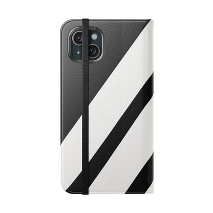 Diagonal Stripes BlackWhite - iPhone 15 Plus Case - Wallet