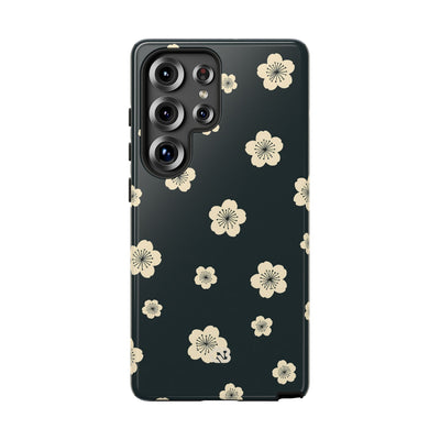 Teal Tough Phone Case for Samsung - Obsidian Cream Petals