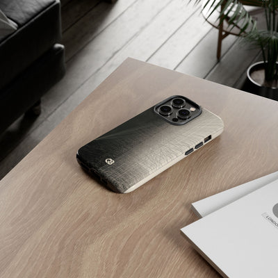 Beige Tough Phone Case for iPhone - Brutalist Graphite Grid