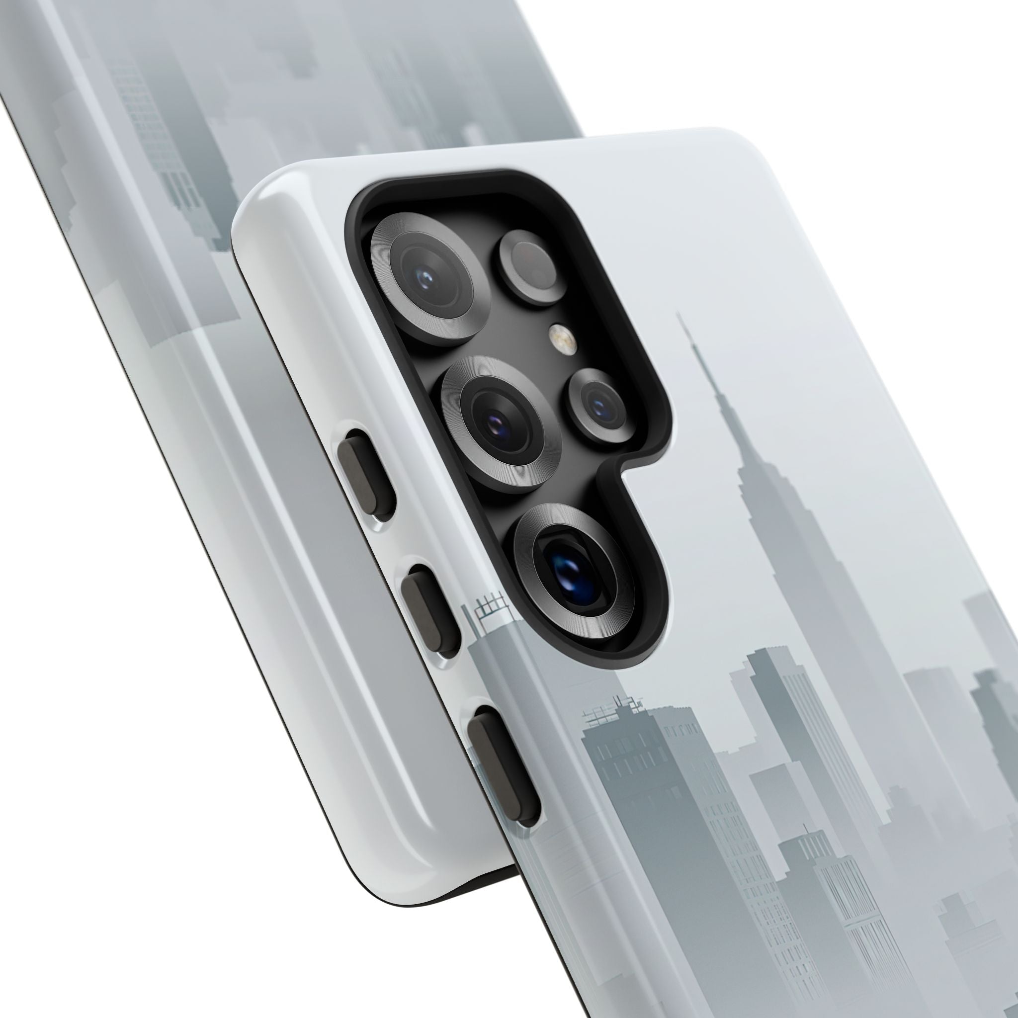 Grey Tough Phone Case for Samsung - Steel Mist Skyline