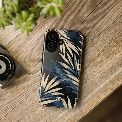Blue Tough Phone Case for iPhone - Midnight Indigo Palm
