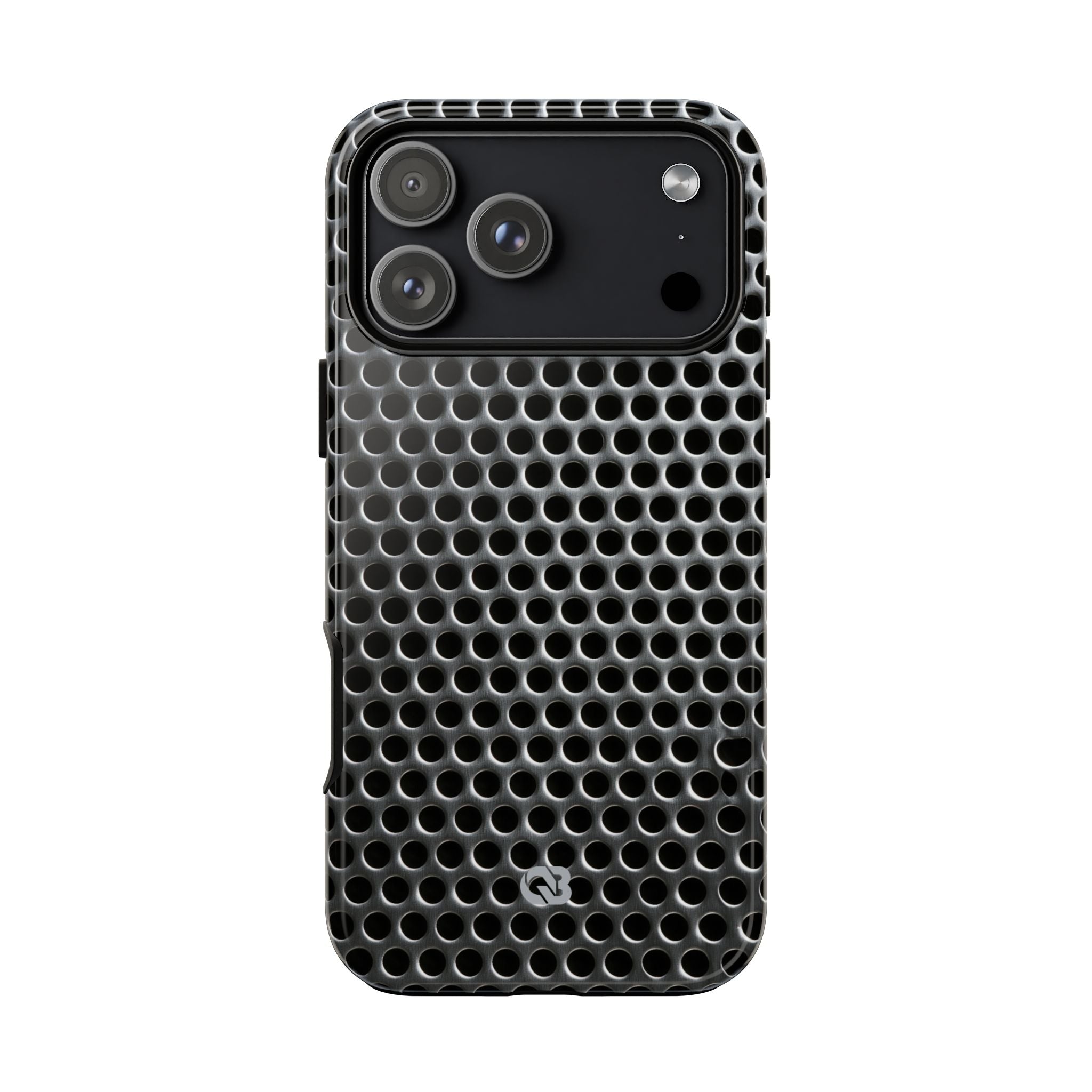 Silver Tough Phone Case for iPhone - Brutalist Steel Mesh