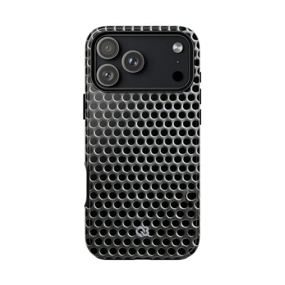 Silver Tough Phone Case for iPhone - Brutalist Steel Mesh