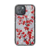 Grey Impact MagSafe Phone Case for iPhone - Crimson Sakura Slate
