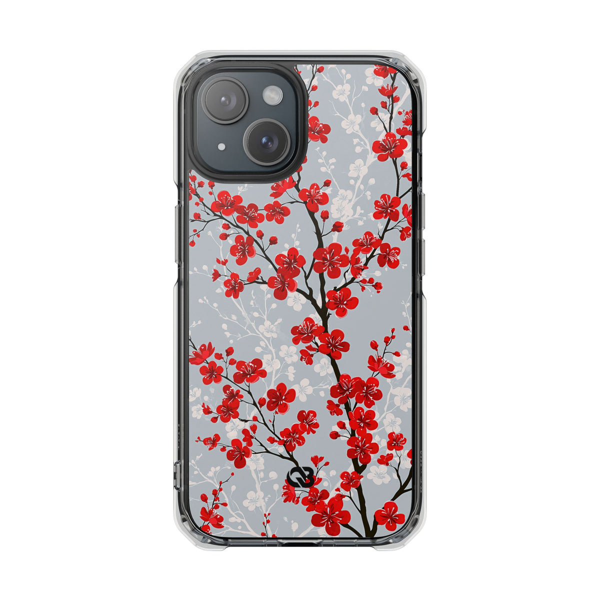 Scarlet Plum Blossom · Clear Impact Magnetic Phone Case for iPhone ·  Red