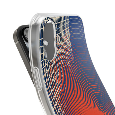 Blue Lite Phone Case for iPhone - Orange Orbit Grid