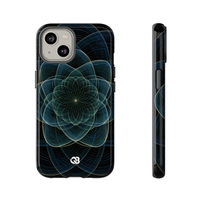 Blue Tough Phone Case for iPhone - Celestial Wireframe Bloom