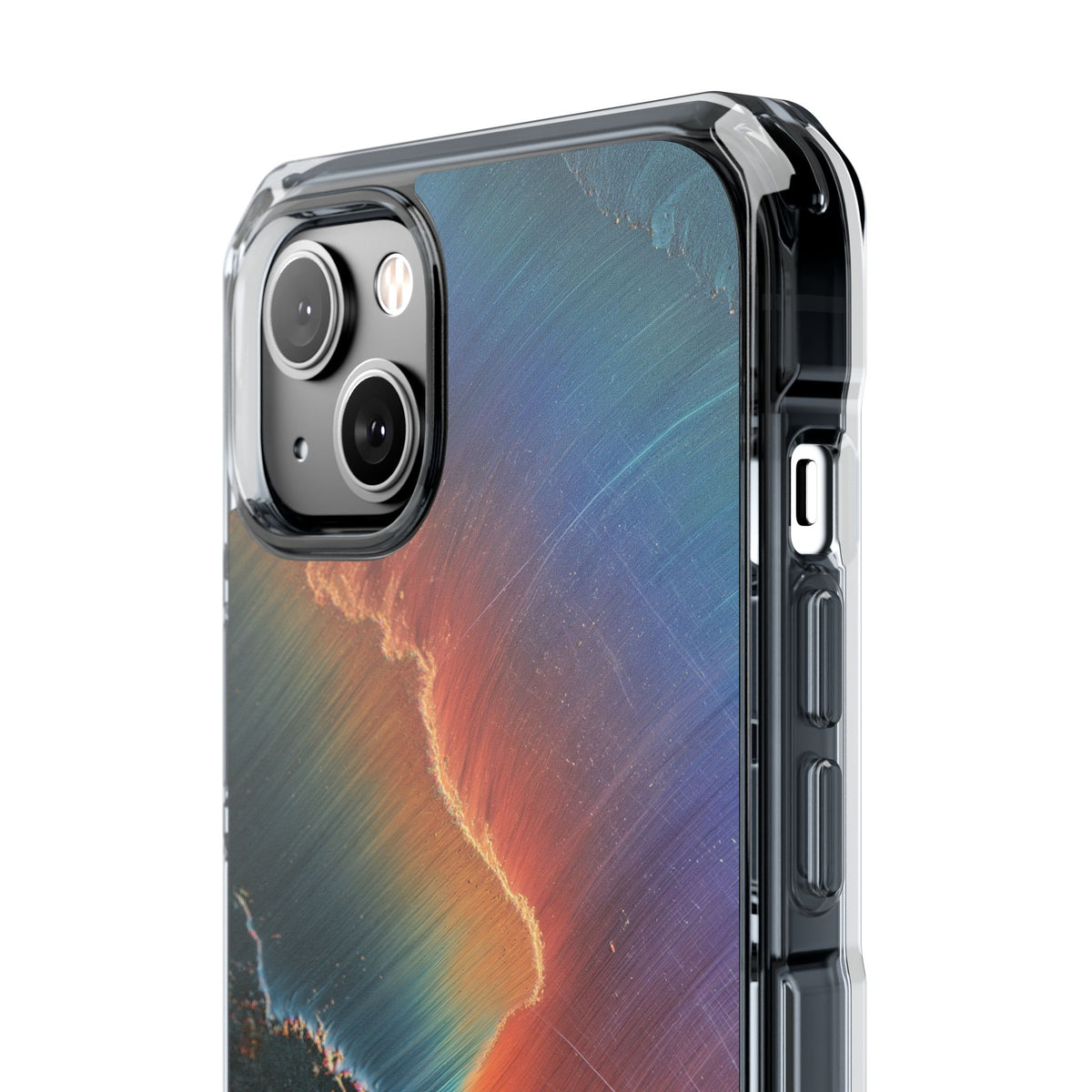 Prismatic Aura Shift · Clear Impact Magnetic Phone Case for iPhone · Blue