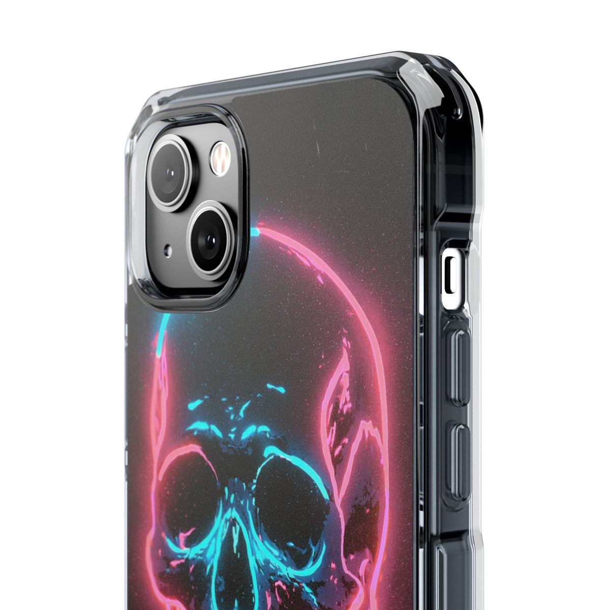 Neon Drip Skull · Clear Impact Magnetic Phone Case for iPhone · Black