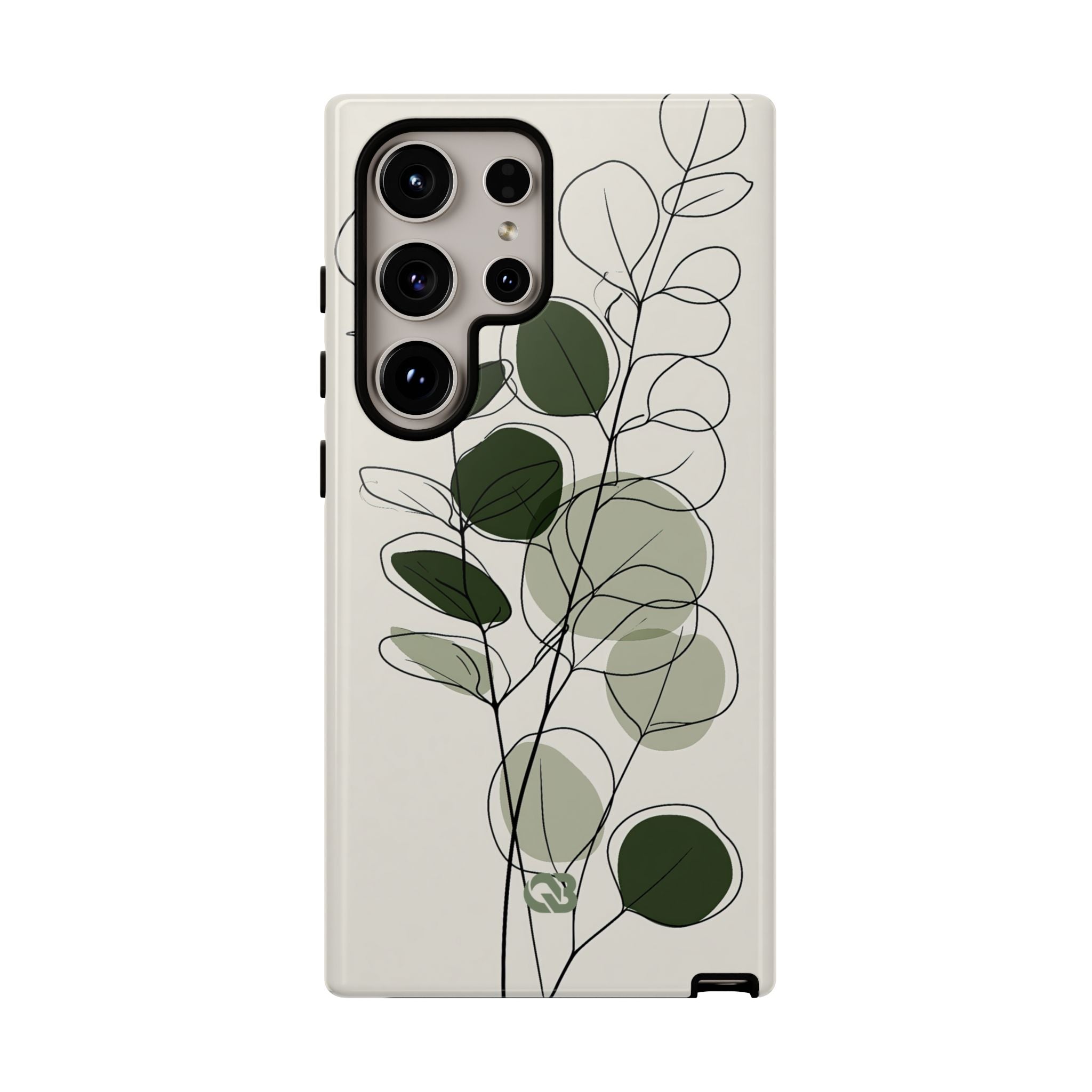 Green Tough Phone Case for Samsung - Muted Eucalyptus Sketch