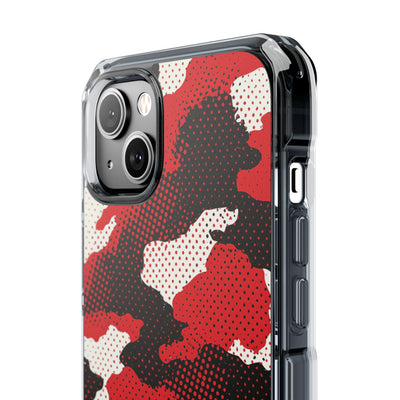 Crimson Halftone Camo · Clear Impact Magnetic Phone Case for iPhone · Red