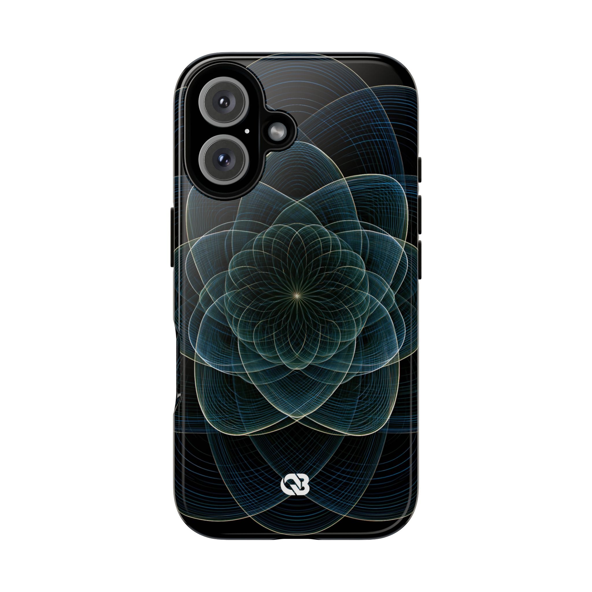 Blue Tough Phone Case for iPhone - Celestial Wireframe Bloom