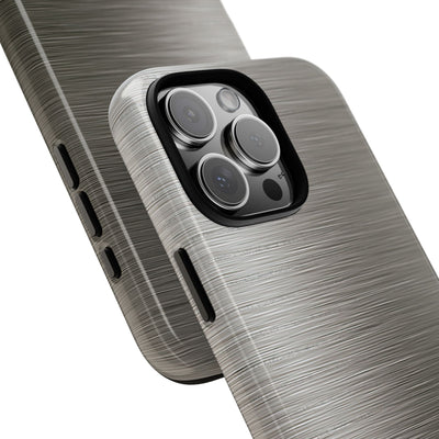 Grey Tough Phone Case for iPhone - Brushed Industrial Steel