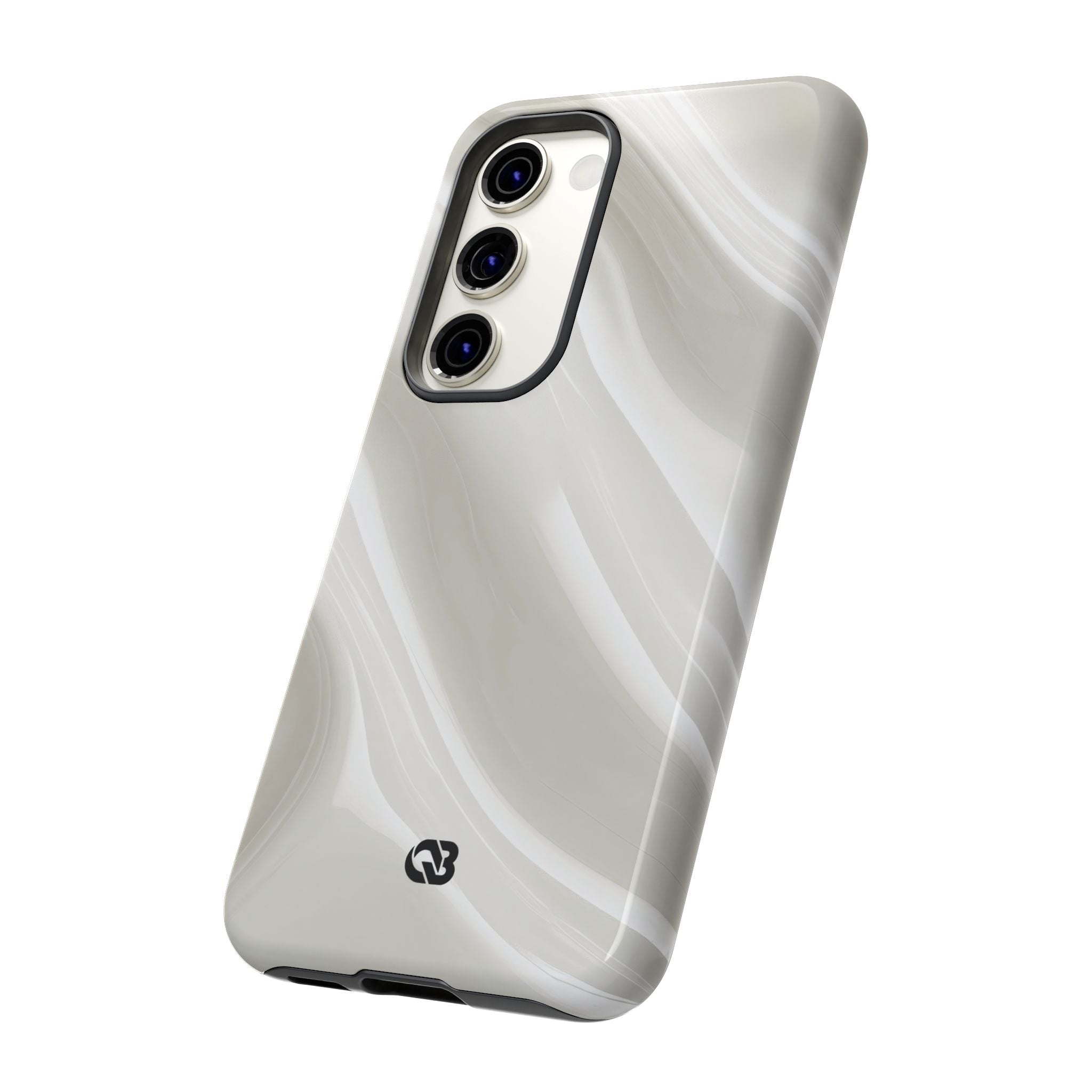 White Tough Phone Case for Samsung - Polished Ivory Wave